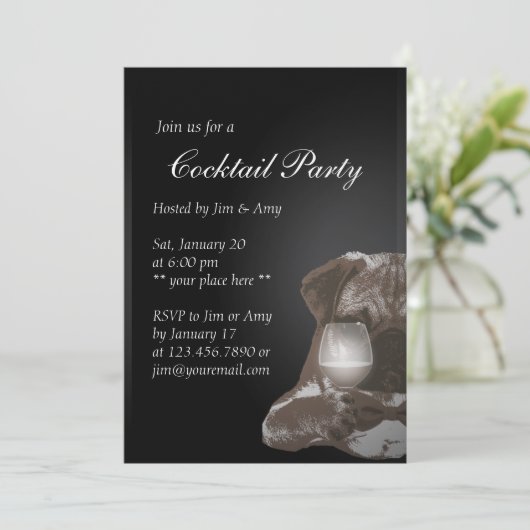 Uitnodigingen voor cocktailparty met de heer Pug e (Staand voorkant)