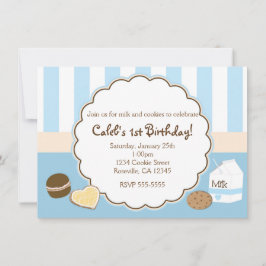 Uitnodigingen voor Cookies & Milk Blauwe Verjaarda