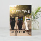 UITNODIGINGEN VOOR COOL KATTENPARTY (Staand voorkant)