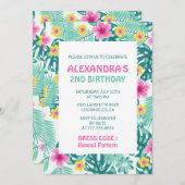 Uitnodigingen voor de 2e verjaardag Tropical Hawai (Voorkant / Achterkant)