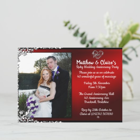 Uitnodigingen voor de 40e verjaardag van Ruby met  (Staand voorkant)
