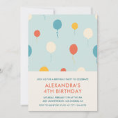 Uitnodigingen voor de 4e verjaardag Balloons Moder (Voorkant)