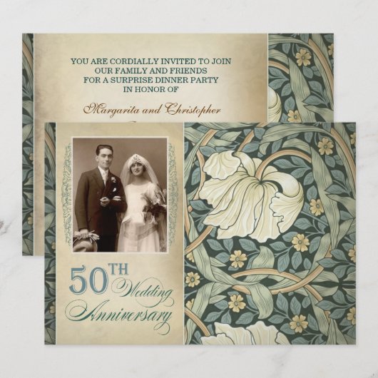 Uitnodigingen voor de 50ste verjaardag van de brui (Voorkant / Achterkant)