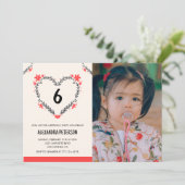 Uitnodigingen voor de 6e verjaardag voor haar Bloe (Staand voorkant)