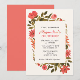 Uitnodigingen voor de 7e verjaardag Floral Boho El