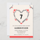 Uitnodigingen voor de 7e verjaardag voor haar bloe (Voorkant)