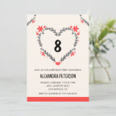 Uitnodigingen voor de 8e verjaardag voor haar bloe (Staand voorkant)