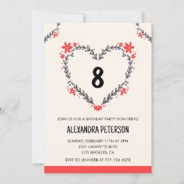 Uitnodigingen voor de 8e verjaardag voor haar bloe