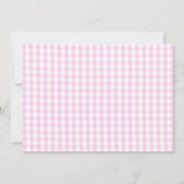 Uitnodigingen voor de babydouche van Roze Gingham  (Achterkant)