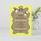 Uitnodigingen voor de Bee and Burlap Baby Shower (Staand voorkant)