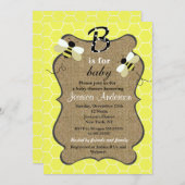 Uitnodigingen voor de Bee and Burlap Baby Shower (Voorkant / Achterkant)