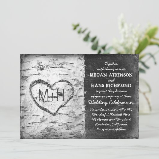 Uitnodigingen voor de Birch Tree bruiloft (Staand voorkant)