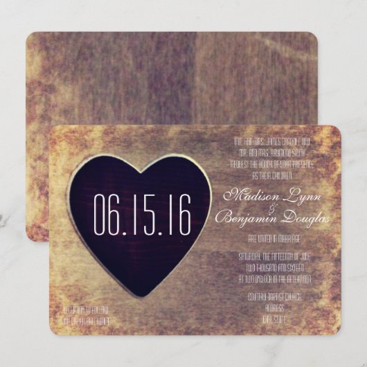 Uitnodigingen voor de bruiloft in Rustic Country W (Voorkant / Achterkant)