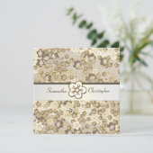 Uitnodigingen voor de bruiloft Tan Sakura Chirimen (Staand voorkant)