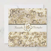 Uitnodigingen voor de bruiloft Tan Sakura Chirimen (Voorkant)