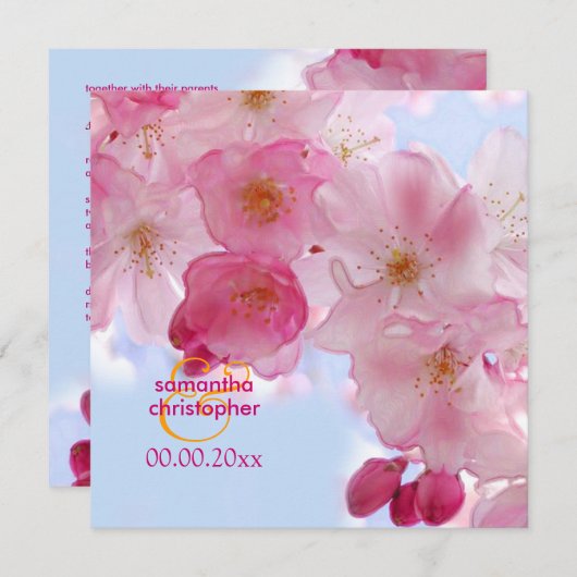 Uitnodigingen voor de bruiloft van Cherry Blossom/ (Voorkant / Achterkant)