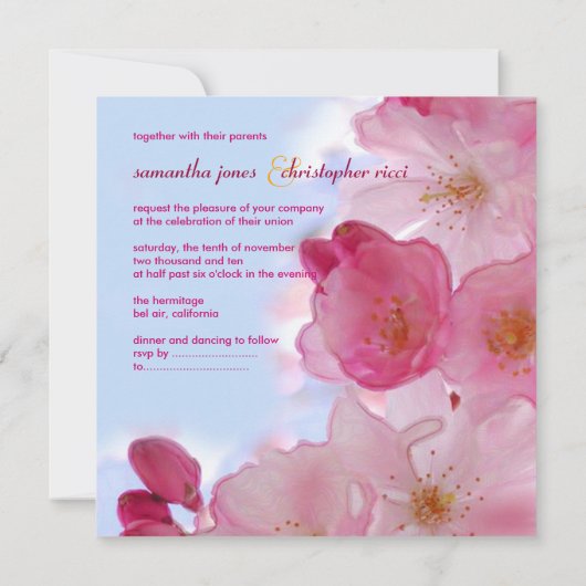 Uitnodigingen voor de bruiloft van Cherry Blossom/ (Achterkant)