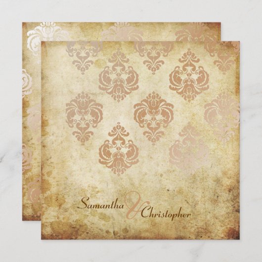 uitnodigingen voor de bruiloft van Damask en faux (Voorkant / Achterkant)
