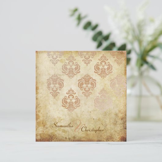  uitnodigingen voor de bruiloft van Damask en faux (Staand voorkant)