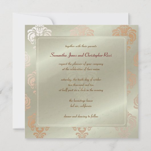  uitnodigingen voor de bruiloft van Damask en faux (Achterkant)