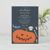 Uitnodigingen voor de bruiloft van Funny Halloween (Staand voorkant)