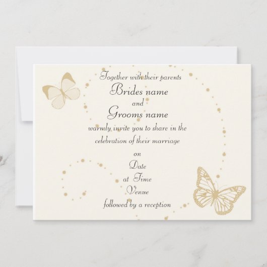 Uitnodigingen voor de bruiloft van het thema Gold  (Voorkant)