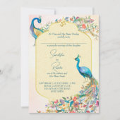 Uitnodigingen voor de bruiloft van Peacock Indian (Voorkant)