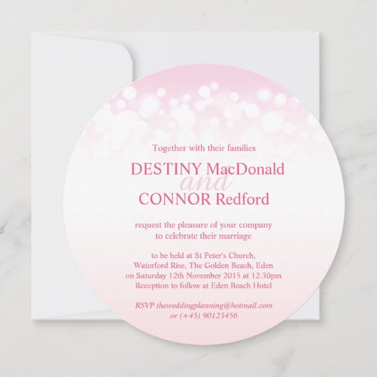 Uitnodigingen voor de bruiloft van roze champagne (Achterkant)