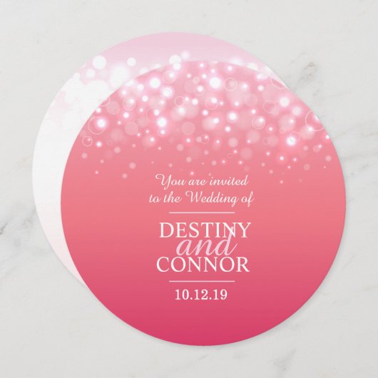 Uitnodigingen voor de bruiloft van roze champagne (Voorkant / Achterkant)