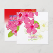 Uitnodigingen voor de bruiloft van roze plumerias (Voorkant / Achterkant)