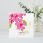 Uitnodigingen voor de bruiloft van roze plumerias (Staand voorkant)