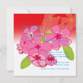 Uitnodigingen voor de bruiloft van roze plumerias (Achterkant)