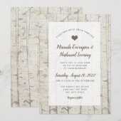 Uitnodigingen voor de bruiloft van Rustic Birch (Voorkant / Achterkant)