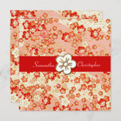 Uitnodigingen voor de bruiloft van Sakura Chirimen (Voorkant / Achterkant)