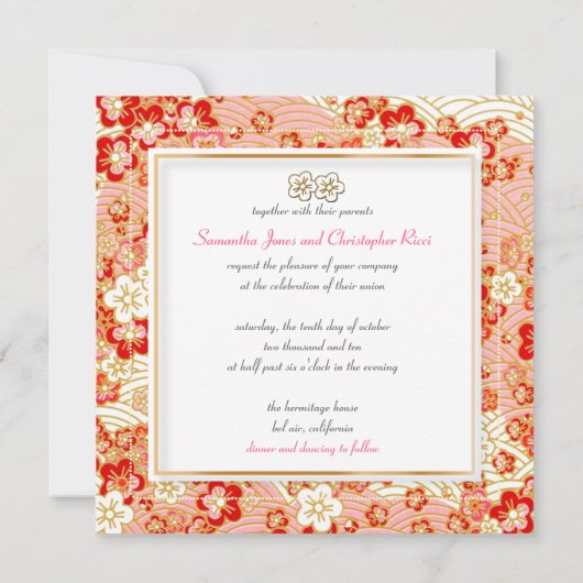 Uitnodigingen voor de bruiloft van Sakura Chirimen (Achterkant)