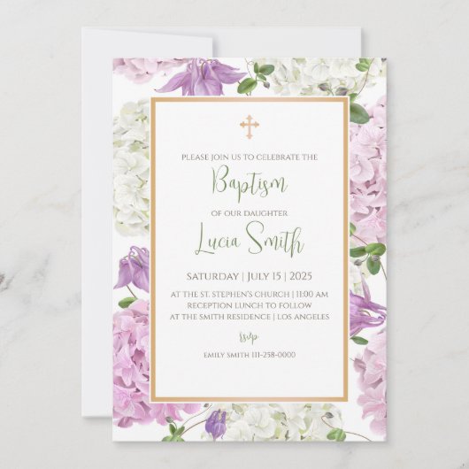 Uitnodigingen voor de doopplechtigheid voor meisje (Voorkant)