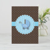 Uitnodigingen voor de douche Trendy Blue & Brown B (Staand voorkant)