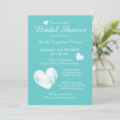 Uitnodigingen voor de douche Turquoise blue en whi (Staand voorkant)