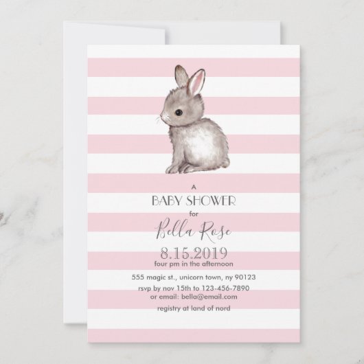 Uitnodigingen voor de douche van de roze grijze bu (Voorkant)