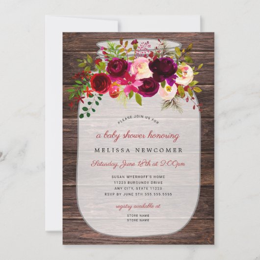 Uitnodigingen voor de douche van Rustic Mason jar  (Voorkant)