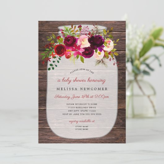 Uitnodigingen voor de douche van Rustic Mason jar  (Staand voorkant)