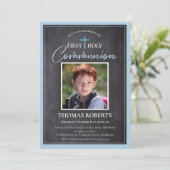 Uitnodigingen voor de eerste communie | Foto Blue  (Staand voorkant)