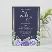 uitnodigingen voor de groenmarine en paarse bruilo (Staand voorkant)