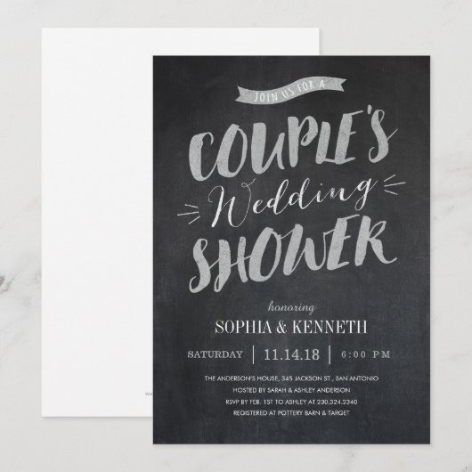 Uitnodigingen voor de huwelijksdouche van het echt (Voorkant / Achterkant)