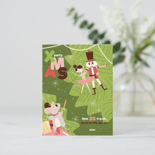 Uitnodigingen voor de kerstbrunch met de verpleegk (Staand voorkant)