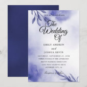 Uitnodigingen voor de legante marine en paarse bru (Voorkant / Achterkant)