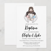 Uitnodigingen voor de moderne tweelingdoop (Voorkant / Achterkant)