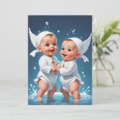 Uitnodigingen voor de moderne tweelingdoop (Staand voorkant)