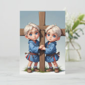 Uitnodigingen voor de moderne tweelingdoop (Staand voorkant)