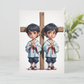 Uitnodigingen voor de moderne tweelingdoop (Staand voorkant)